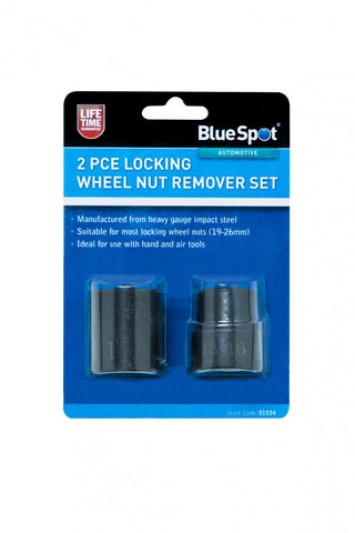 2 PCE Heavy Gauge Steel Locking Wheel Nut Remover Set, Includes 1/2" Square drive.