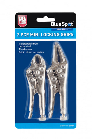 2 PCE Mini Locking Pliers Set 100mm & 125mm with Quick Release & Adjustable Jaw
