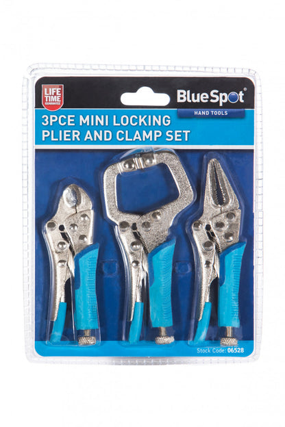 3 PCE Mini Locking Plier & Clamp Set with Soft Grip Handles & Quick Release