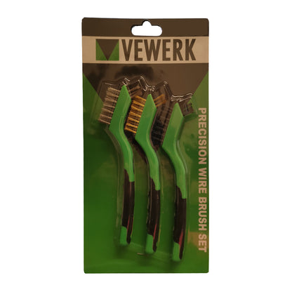 3 Pcs Wire Brush Rust Removal & Cleaning Set, Steel, Brass & Nylon