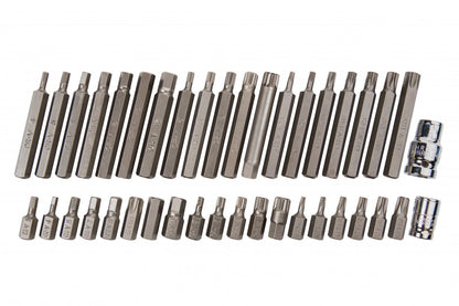 40 PCE Mixed Hex, Spline & Torx 1/2" & 3/8" Bit Set Including Plastic Case