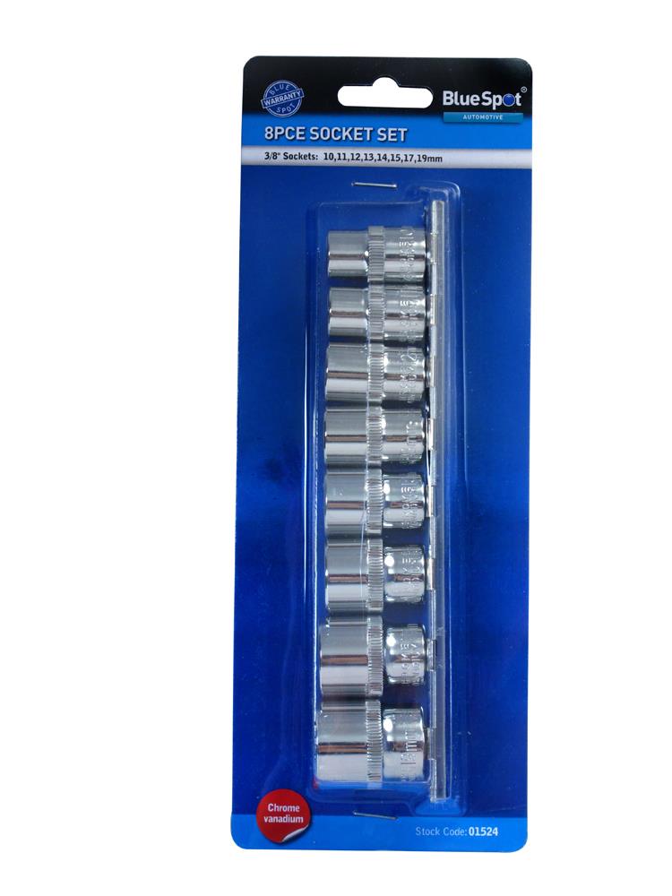 8 PCE 3/8 Inch, Metric Socket Set 10-19mm<br><br>