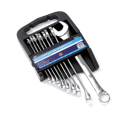 9 PCE Chrome Metric 8-19mm Combination Spanner Set, Including Carrying Case