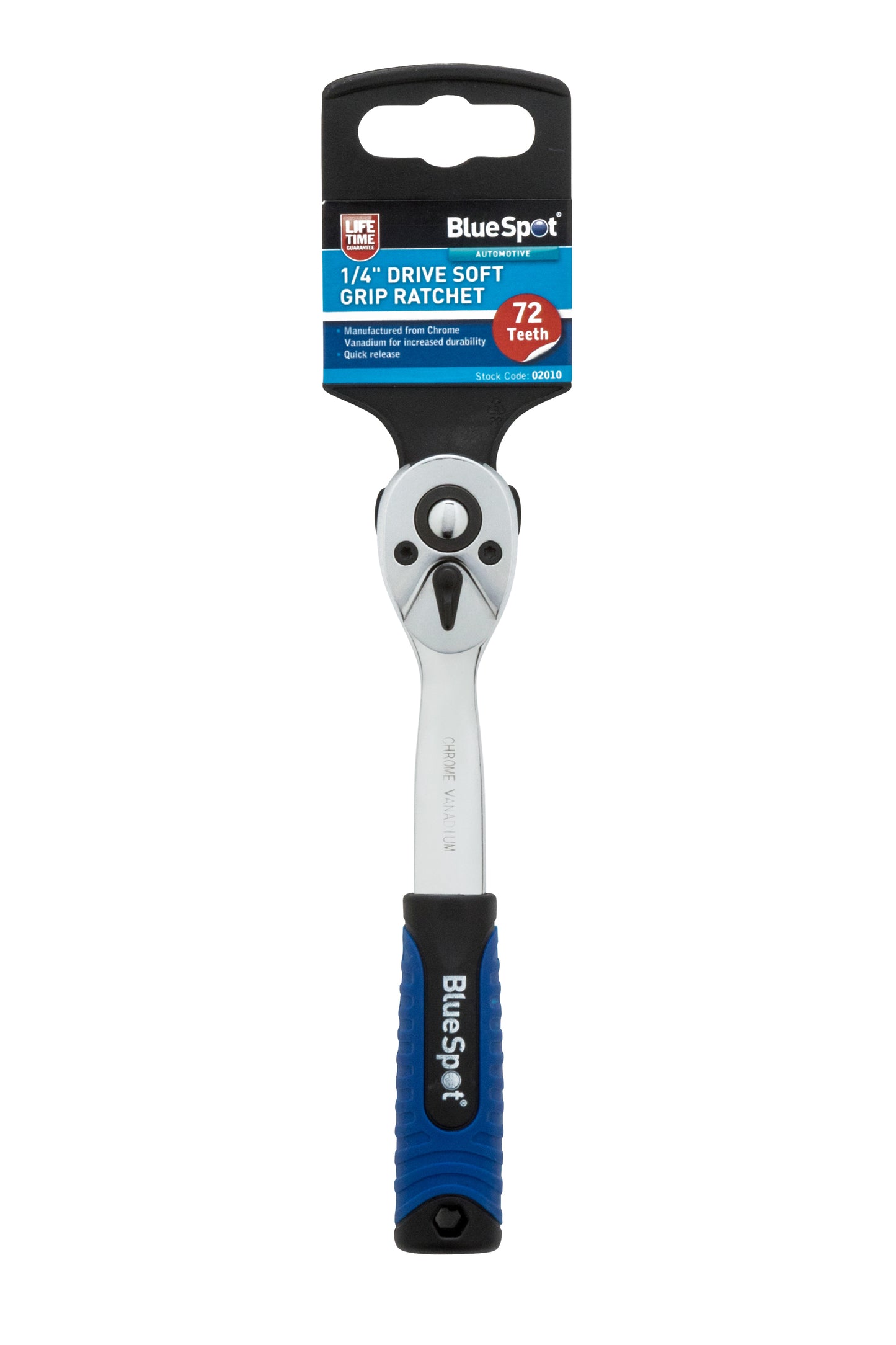Chrome Plated 1/4" Quick Release Soft Grip Ratchet 72 Teeth