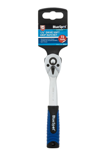 Chrome Plated 1/4" Quick Release Soft Grip Ratchet 72 Teeth