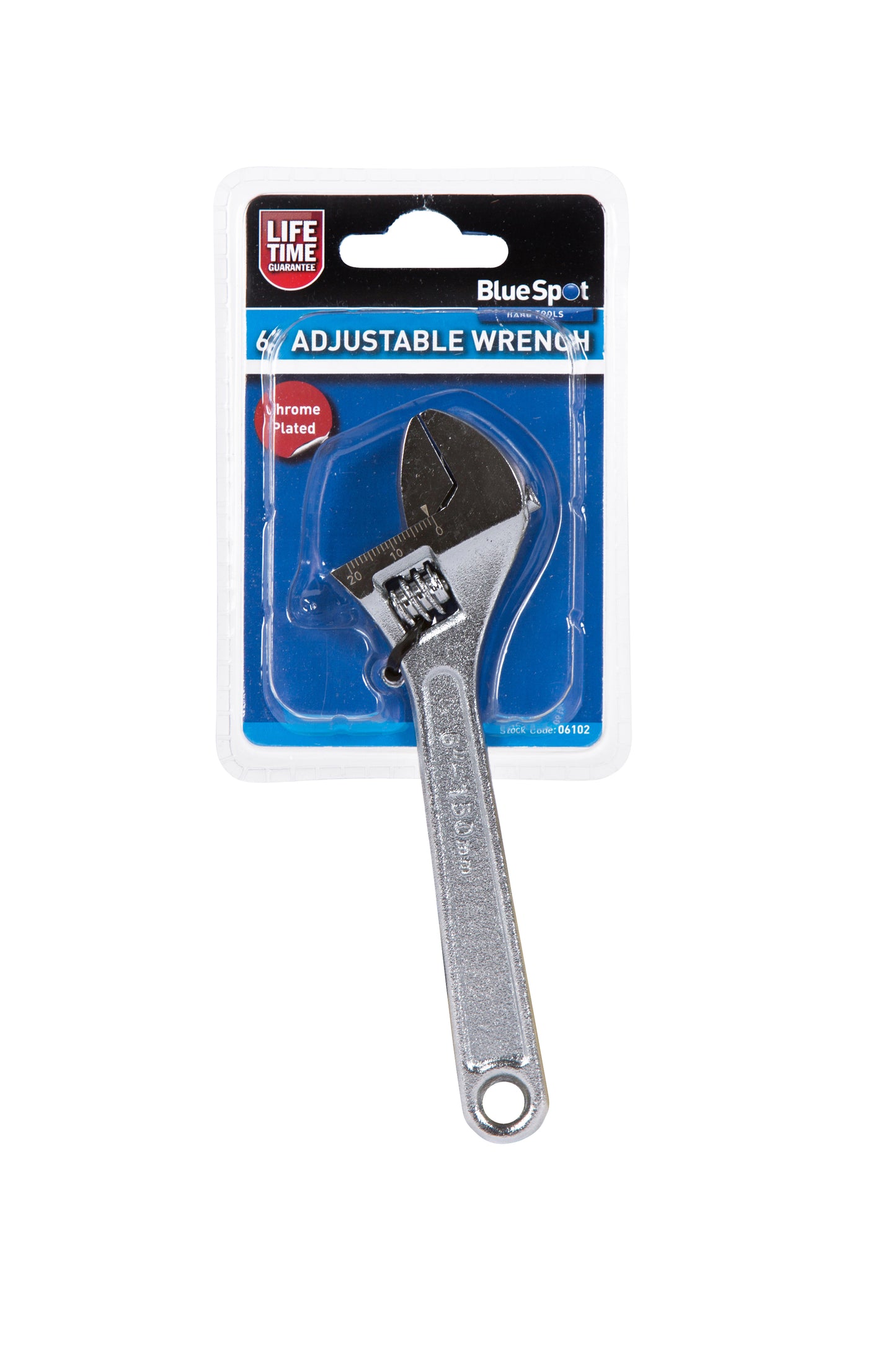 Chrome Adjustable 150mm Wrench, Features 21mm Offset Jaw Width