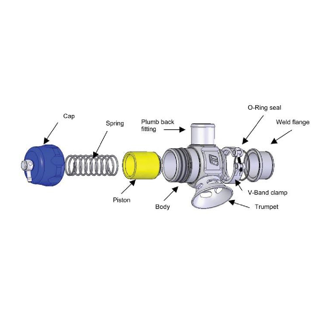 Turbosmart BOV Dual Port Uni 38mm-Black  TS-0205-1072 Blow Off Valve