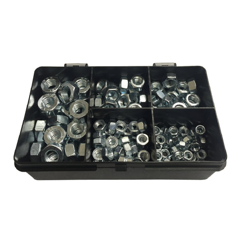 175 x Assorted Imperial Hexagon Headed Steel UNF Nuts<br>