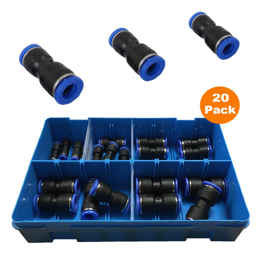 20 x Assorted Releasable Straight Butt Speed Push Fit Connectors