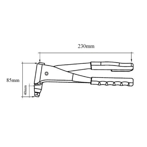 Hand Pop Riveter Gun 4 Head Nozzles Sizes 2.4mm, 3.2mm, 4.0mm & 4.8mm