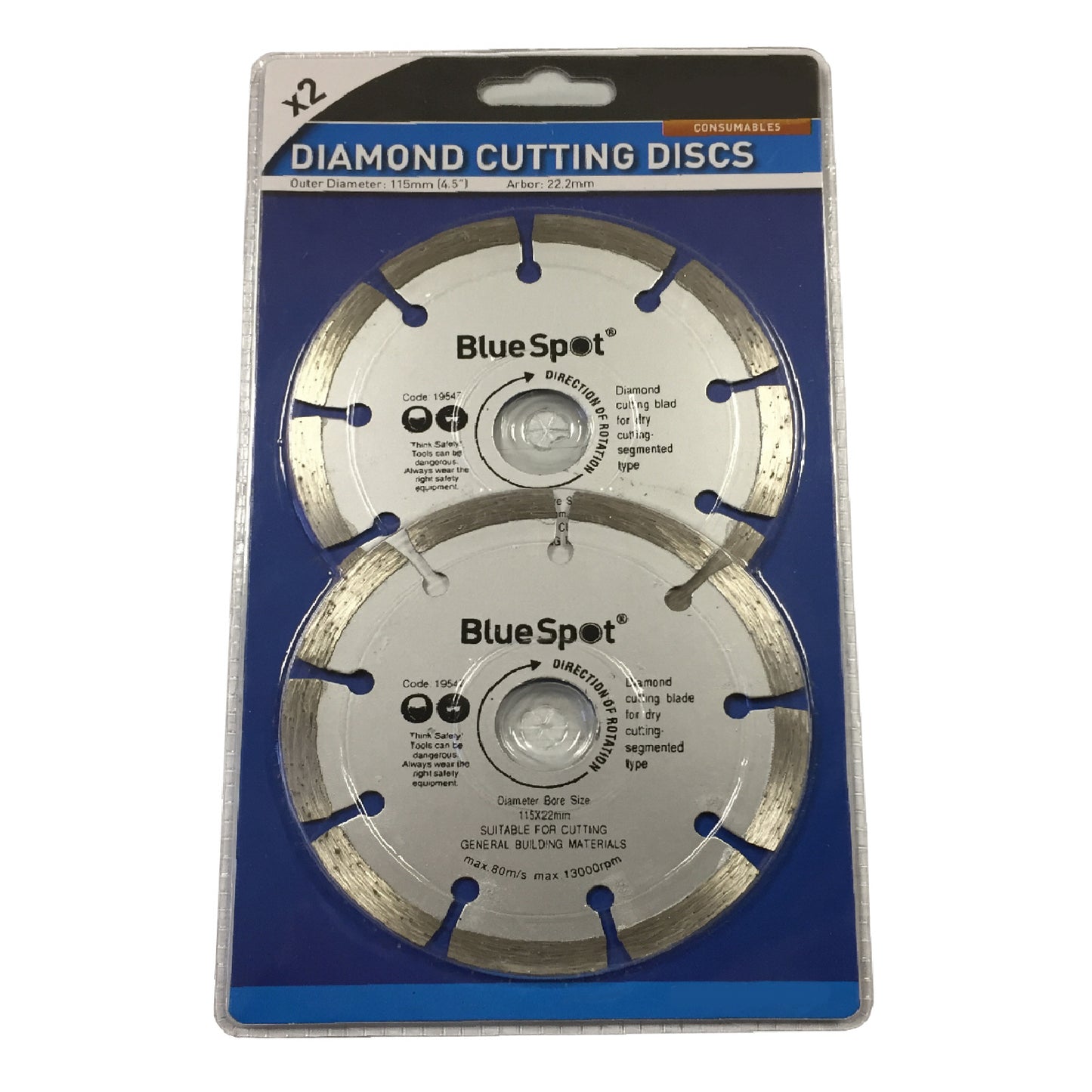 2 x 115mm Diamond Cutting Discs 4.5" Angle Grinder Blades