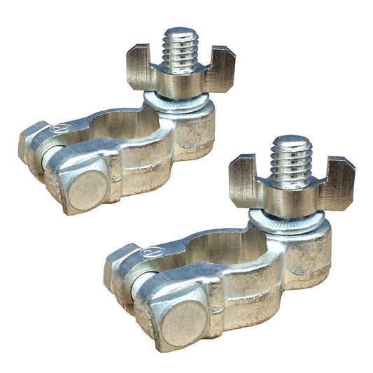 2 x Wing Nut Battery Terminals Pair of Positive & Negative with 10mm Stud