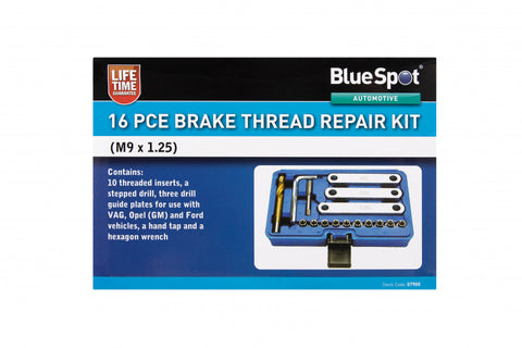 16 PCE Brake Thread Repair Kit M9 x 1.25, Including Storage Case