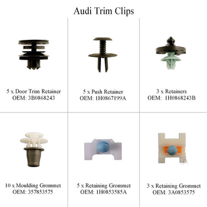 31 x Assorted Audi Car Door & Panel Trim Clips<br><br>