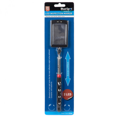 Telescopic Powerful LED 870mm Adjustable Inspection Mirror with Twin Ball Joints