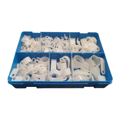 150 x Assorted Metric Natural / White Nylon P Clips <br><br>