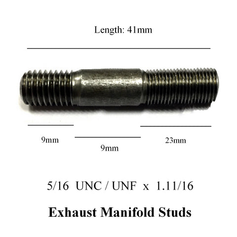 5/16 UNC / UNF x 1.11/16. Manifold Studs. 41mm /<br> 9mm - 9mm - 23mm