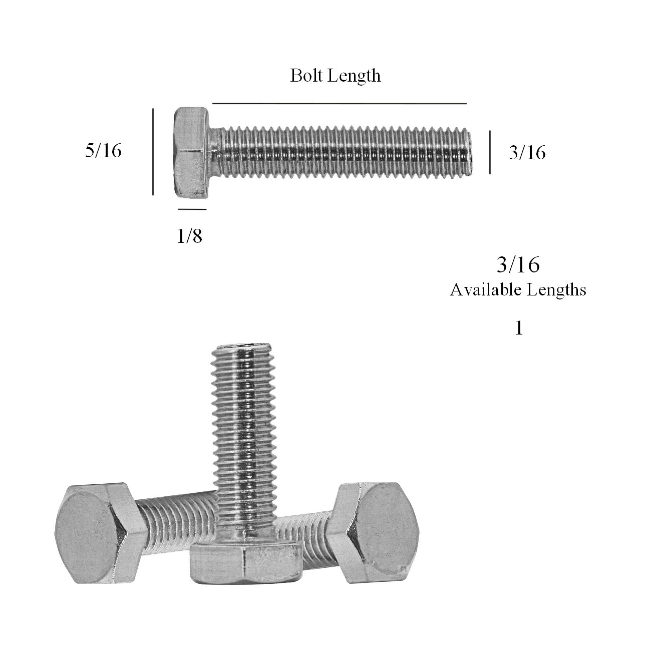 Imperial Set Screw Bolts 3/16” 1/4'', 5/16'' & 3/8” UNF<br>Menu Options
