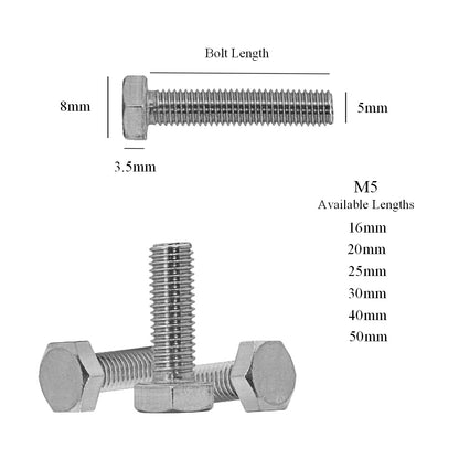 Set Screw Bolts M10 - M12 Threaded Hex Head<br>Menu Options