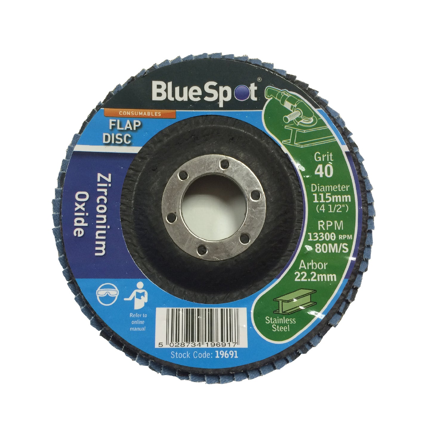 Flap Wheel 40 Grit Sanding Discs 115mm Zirconium Oxide