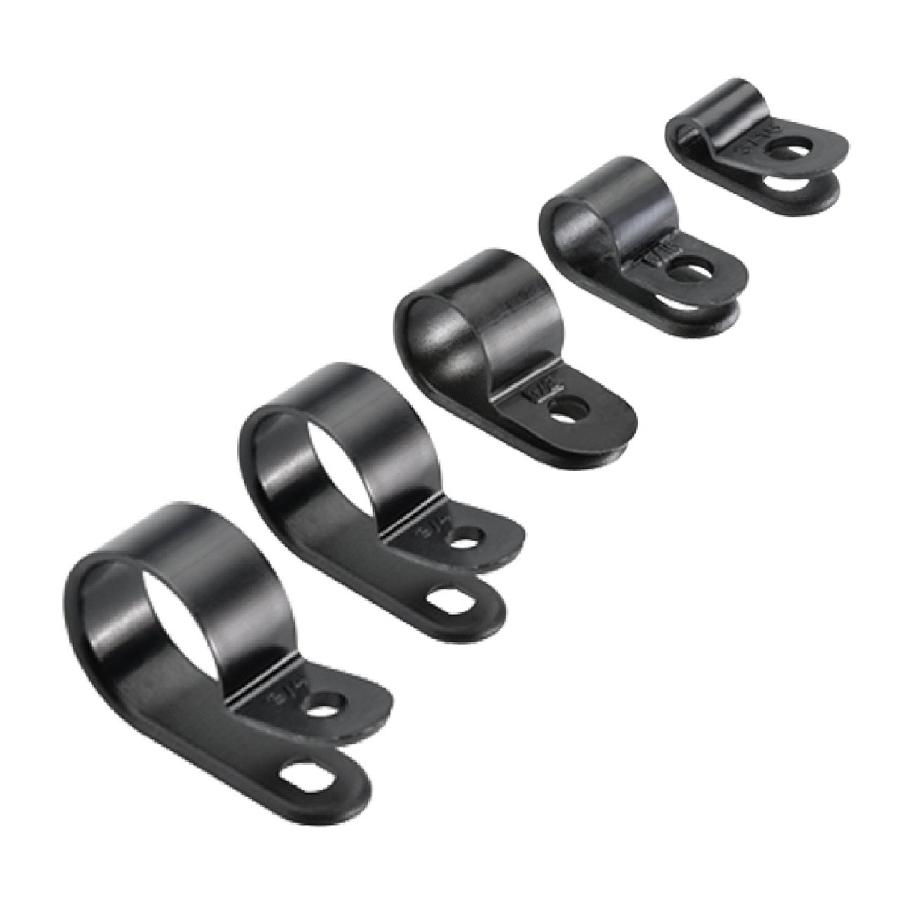 150 x Assorted Metric Black Nylon P Clips <br><br>
