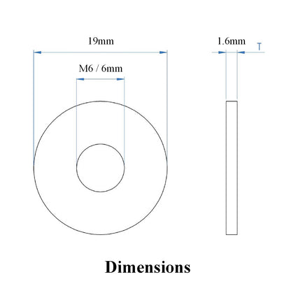 Steel Backing Washers for 6.4mm Blind Pop Rivets <br>Size: M6 x 19mm