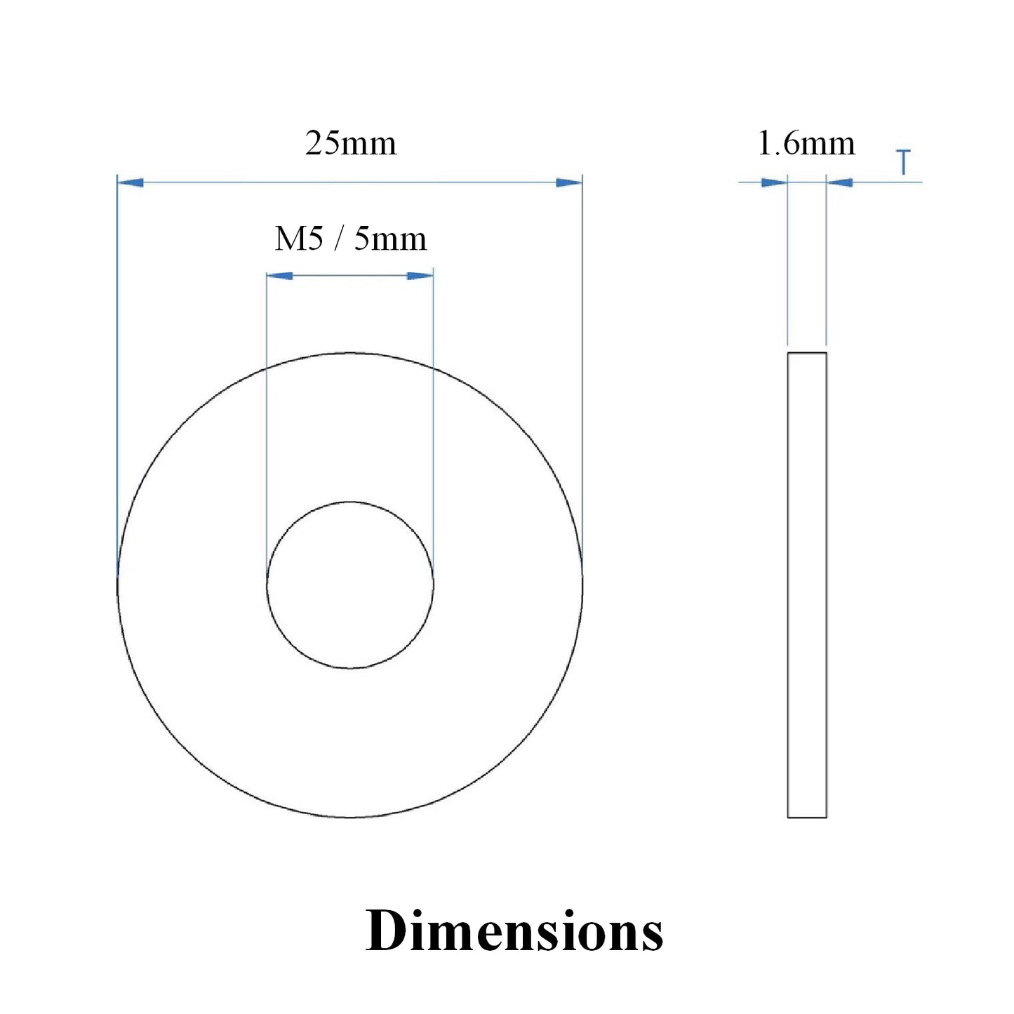 Steel Backing Washers for 4.8mm Blind Pop Rivets <br>Size: M5 x 25mm