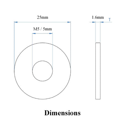Steel Backing Washers for 4.8mm Blind Pop Rivets <br>Size: M5 x 25mm