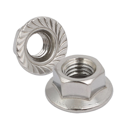 200 x Assorted Flanged Serrated Hex Nuts to Fit Metric Bolts