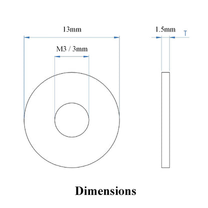 Steel Backing Washers for 3.2mm Blind Pop Rivets <br>Size: M3 x 13mm