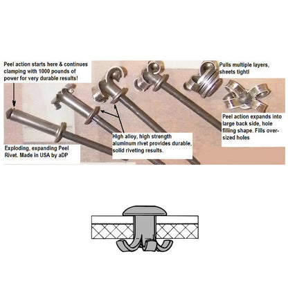 500 x Assorted Aluminium Peel Back Rivets <br><br>