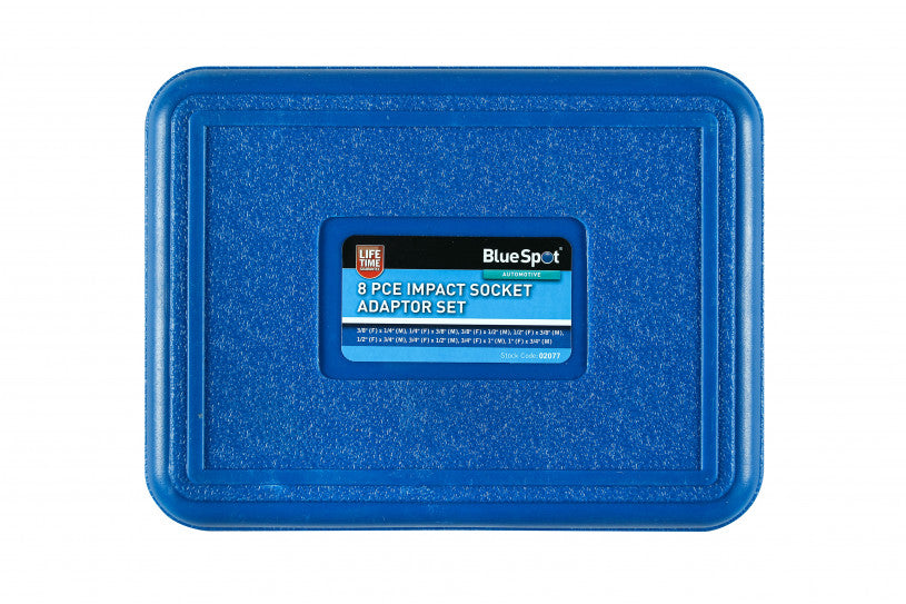 8 PCE  Impact Socket 1/4"-1" Adaptor Set, Suitable for High Impact Use with Case