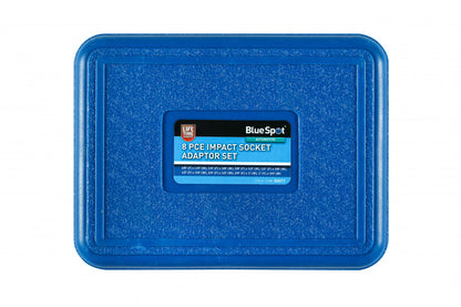 8 PCE  Impact Socket 1/4"-1" Adaptor Set, Suitable for High Impact Use with Case
