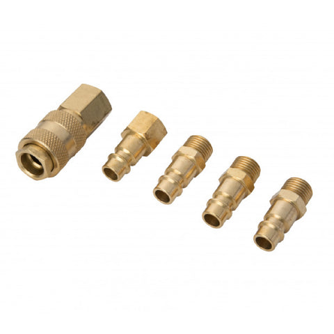 5 PCE Brass Air Fittings, Ideal for Connecting 1/4" BSP Air Hoses