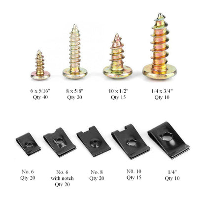 170 x Assorted Speed Fastener U Clips & Screws <br><br>