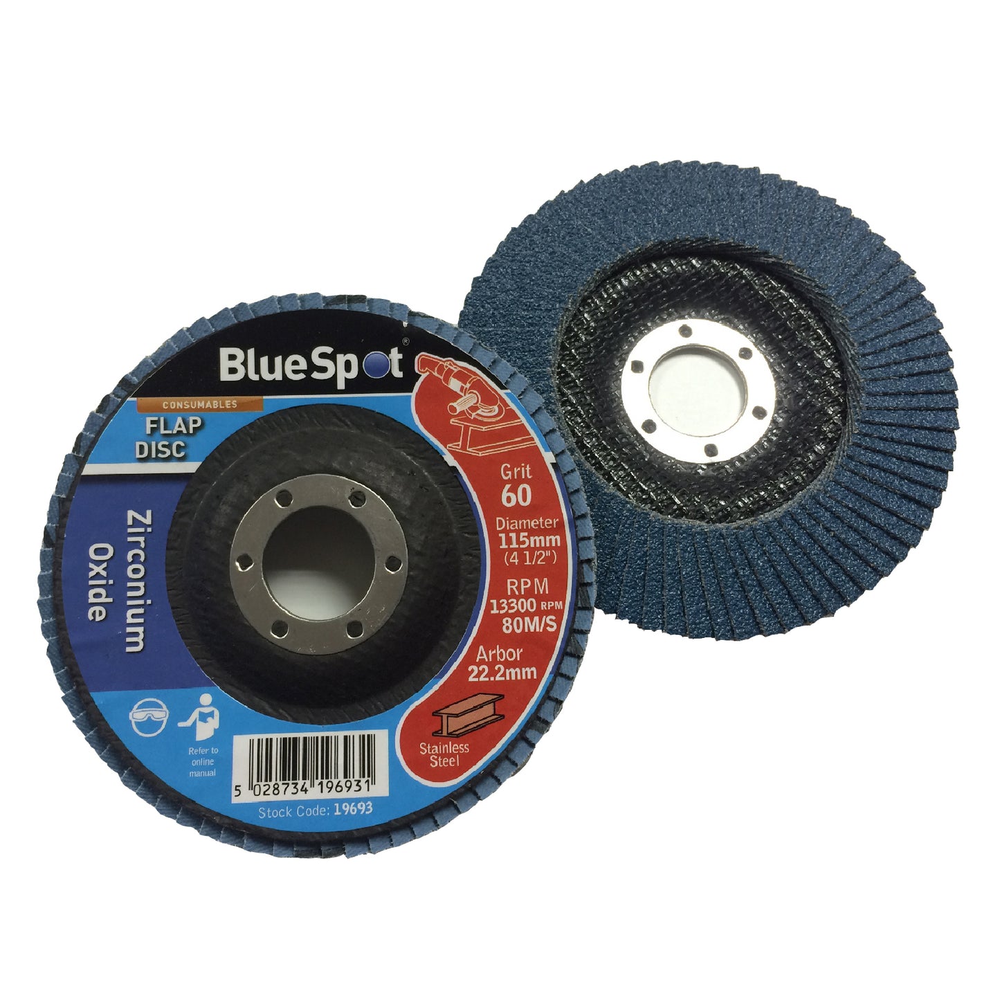 Flap Wheel 60 Grit Sanding Discs 115mm Zirconium Oxide