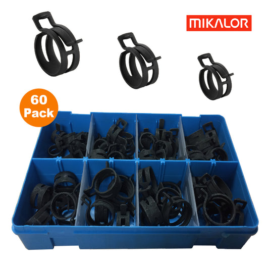 60 x Assorted Mikalor Heavy Duty Spring Band Clamps<br><br>