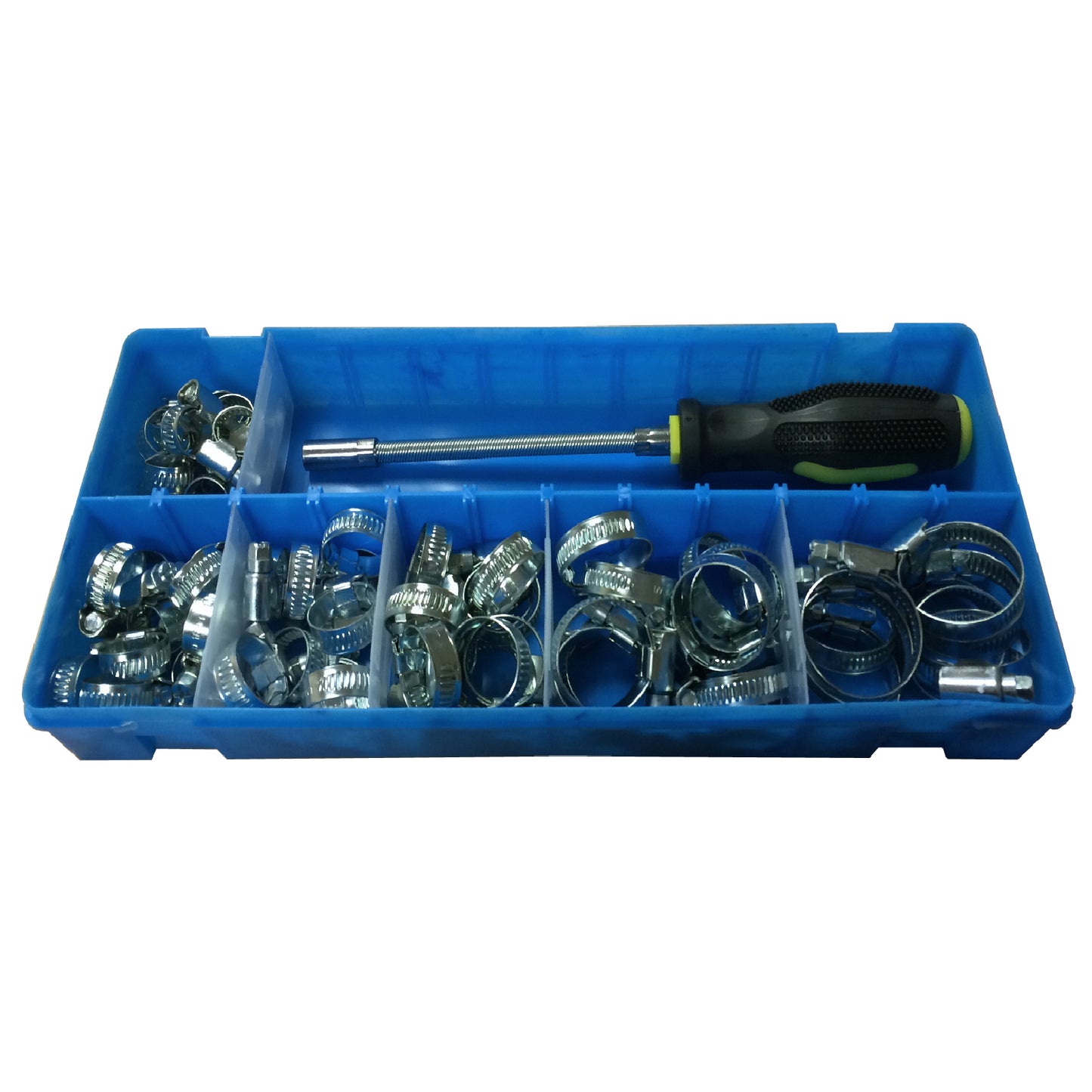 60 x Assorted Worm Drive Jubilee Hose Clamps & Flexible Driver