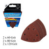 6 x Mixed Grit Hook and Loop 93mm Detail Sanding Sheets<br><br>