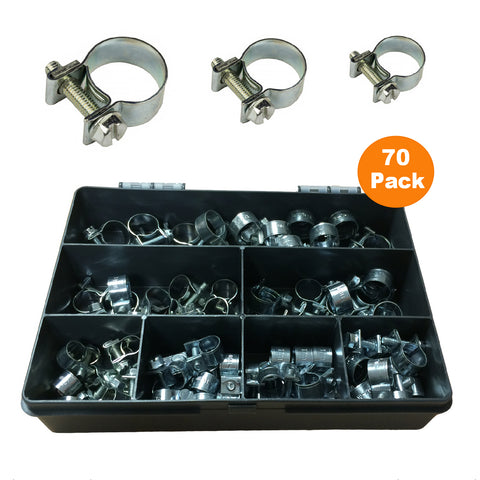 70 x Assorted Mini Fuel Line Jubilee Hose Clips<br><br>