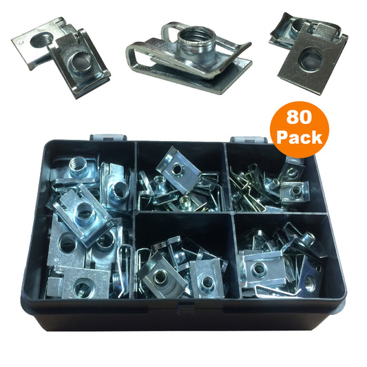 80 x Assorted Metric Chimney U Nut Clip Fasteners<br><br>