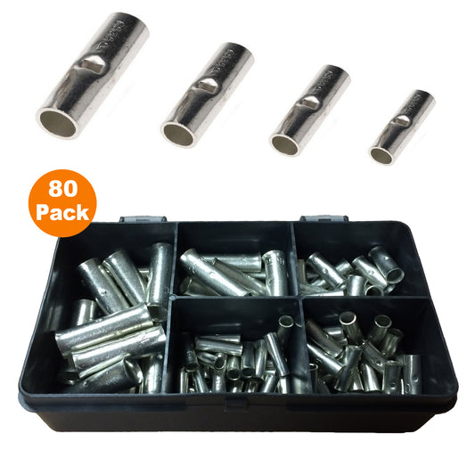 80 x Assorted Copper Butt Connection Terminals<br><br>