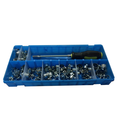 80 x Assorted Stainless Steel Mini Fuel Line Hose Clips & Flexible Driver