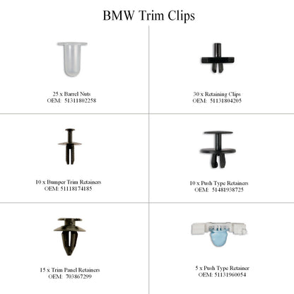 95 x Assorted BMW Car Door Panel Trim Clips<br><br>
