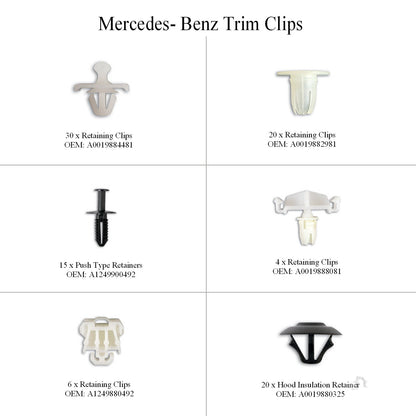 95 x Assorted Mercedes Benz Car Door Panel Trim Clips<br><br>