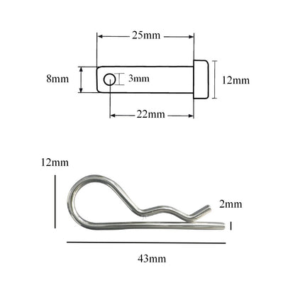 Metric Clevis Pins <br> Fasteners with R Clips <br> Menu Options