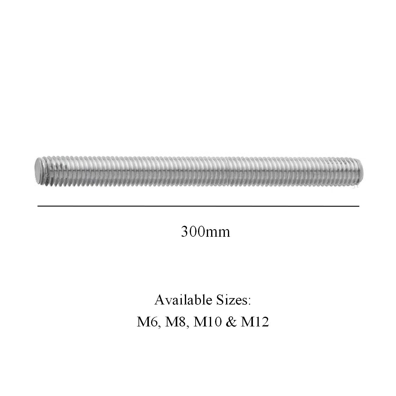 Fully Threaded Steel Metric 300mm Screwed Rods Menu Options