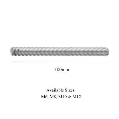Fully Threaded Steel Metric 300mm Screwed Rods Menu Options