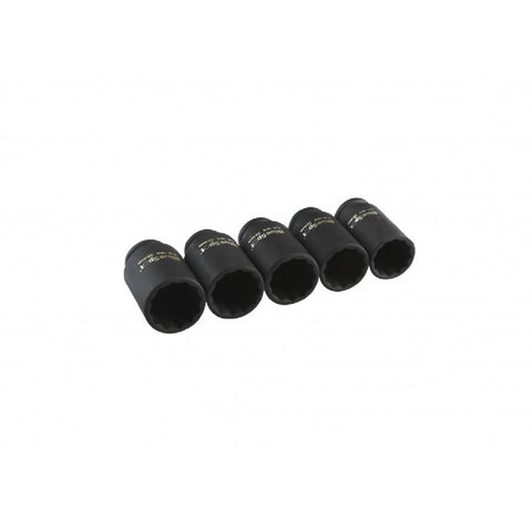 5 PCE 1/2" Cr-Mo Impact Hub Nut 12 Point Sockets 30-36mm, Inc Carrying Case
