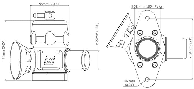 Turbosmart BOV Dual Port Maz/Sub – Black TS-0205-1010 Blow Off Valve, Dump Valve